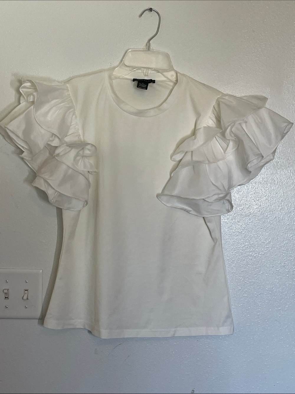 Gracia White Layered Ruffle Sleeve Tee